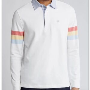 Brooks Brothers Stripe Sleeve Cotton Rugby Shirt, Medium